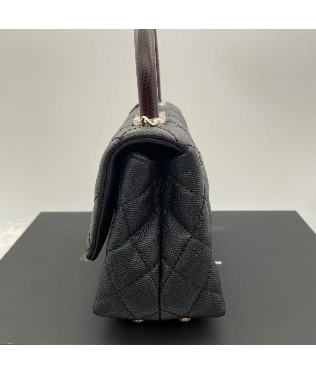 CHANEL Черная кожаная сумка с короткими ручками, фото 7