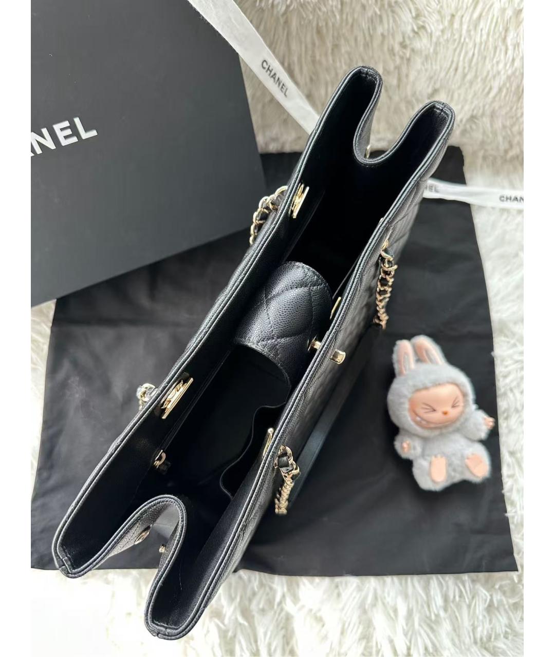CHANEL Черная кожаная сумка тоут, фото 5