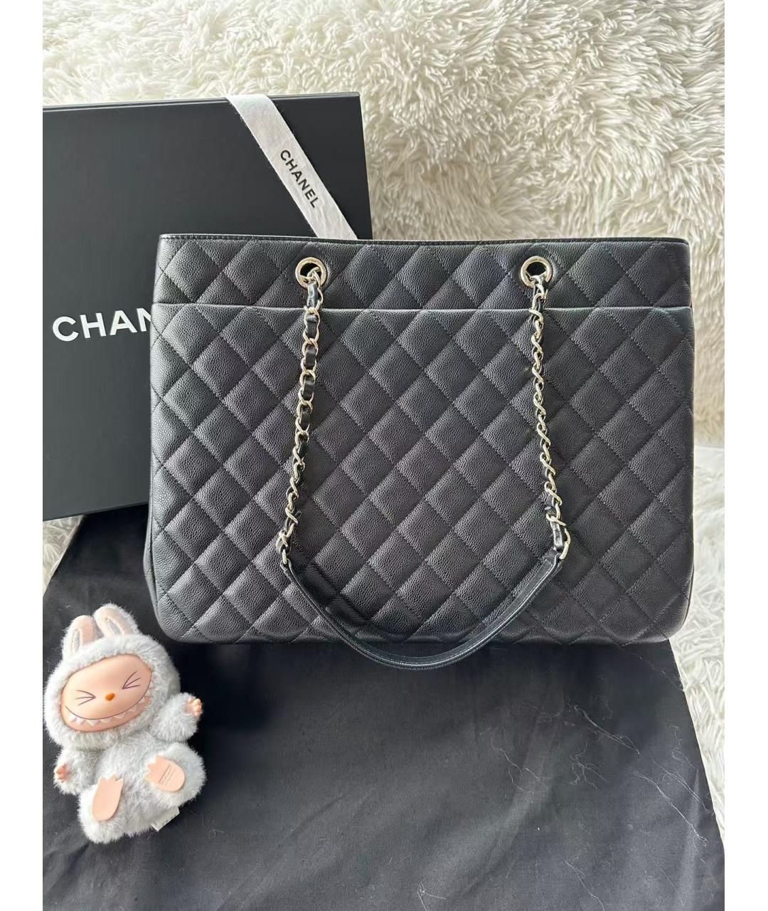 CHANEL Черная кожаная сумка тоут, фото 3