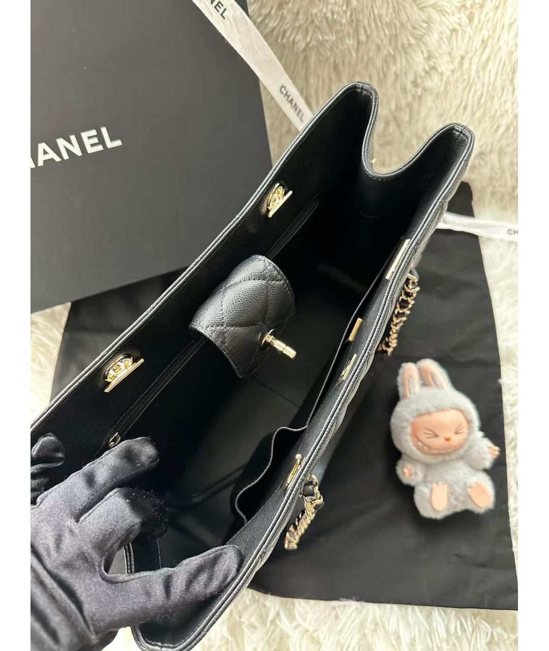 CHANEL Черная кожаная сумка тоут, фото 6