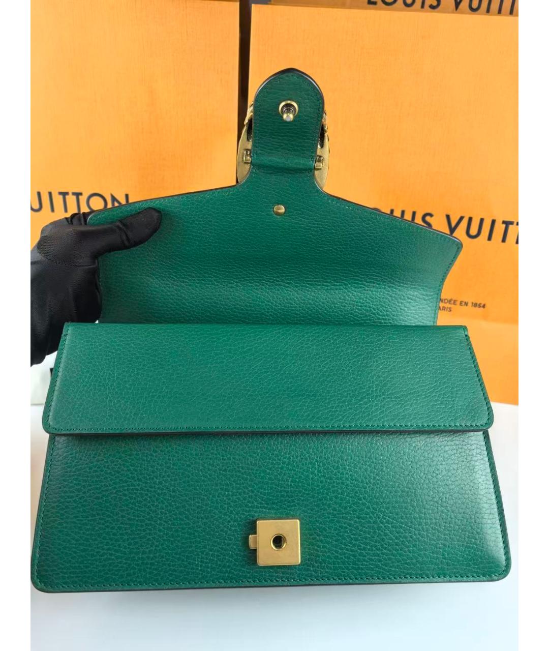 GUCCI Бирюзовая кожаная сумка через плечо, фото 6