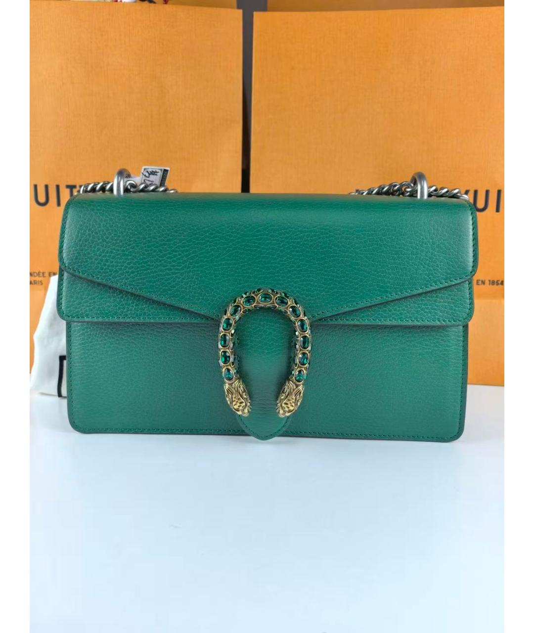 GUCCI Бирюзовая кожаная сумка через плечо, фото 2