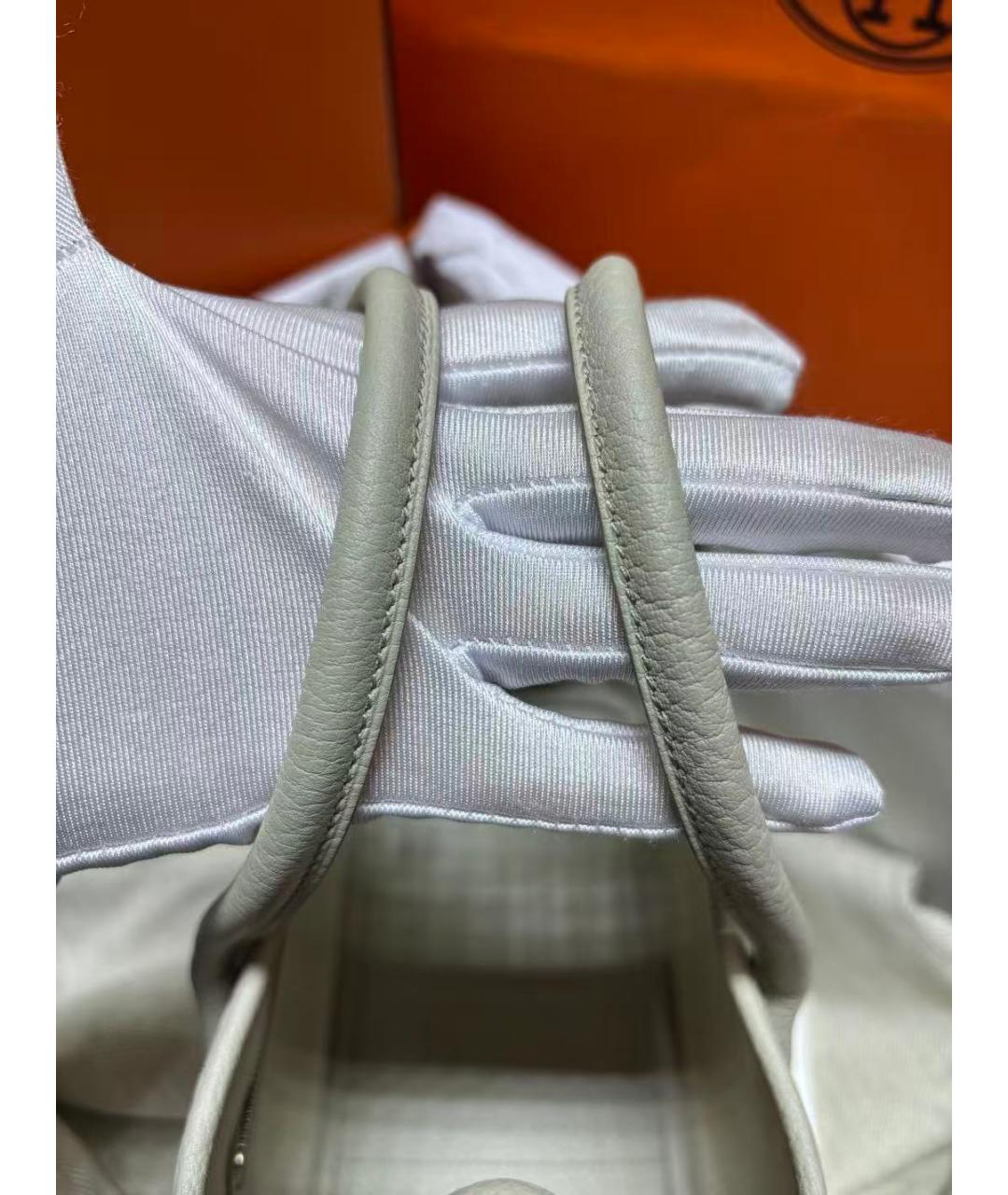 HERMES Белая кожаная сумка с короткими ручками, фото 7
