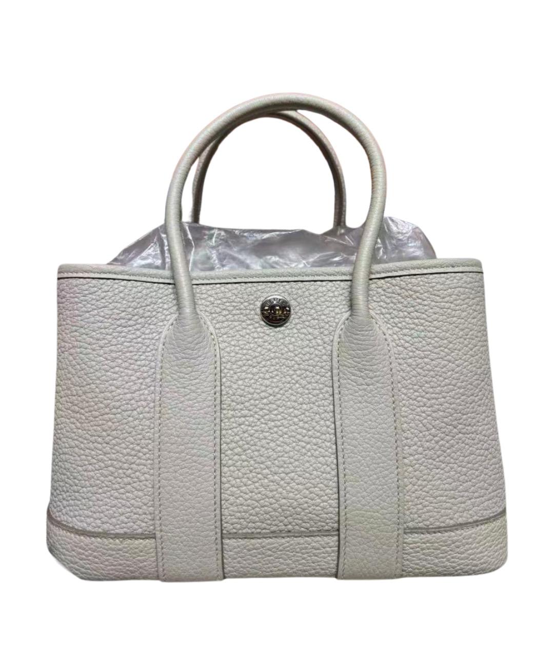 HERMES Белая кожаная сумка с короткими ручками, фото 1