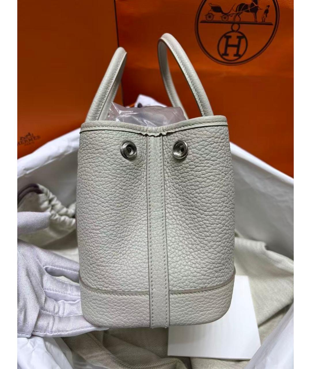 HERMES Белая кожаная сумка с короткими ручками, фото 6