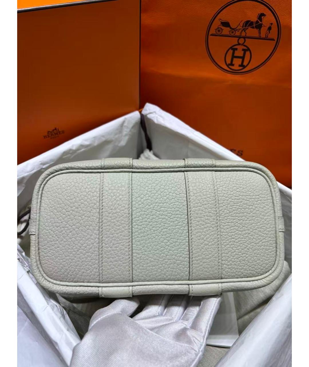 HERMES Белая кожаная сумка с короткими ручками, фото 5