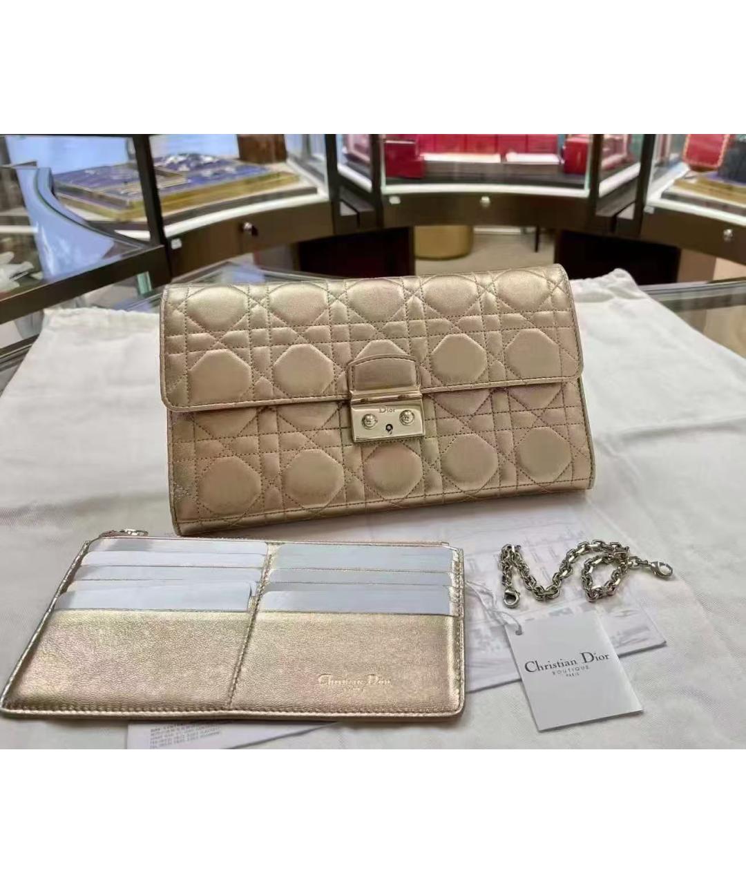 CHRISTIAN DIOR Золотая кожаная сумка через плечо, фото 2