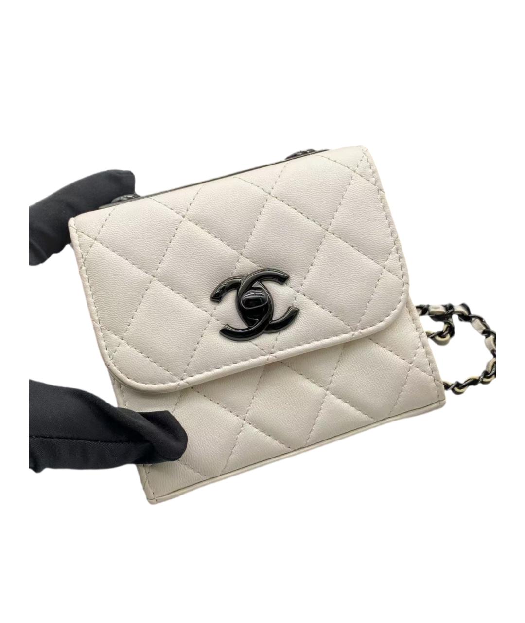 CHANEL Белая кожаная сумка через плечо, фото 9