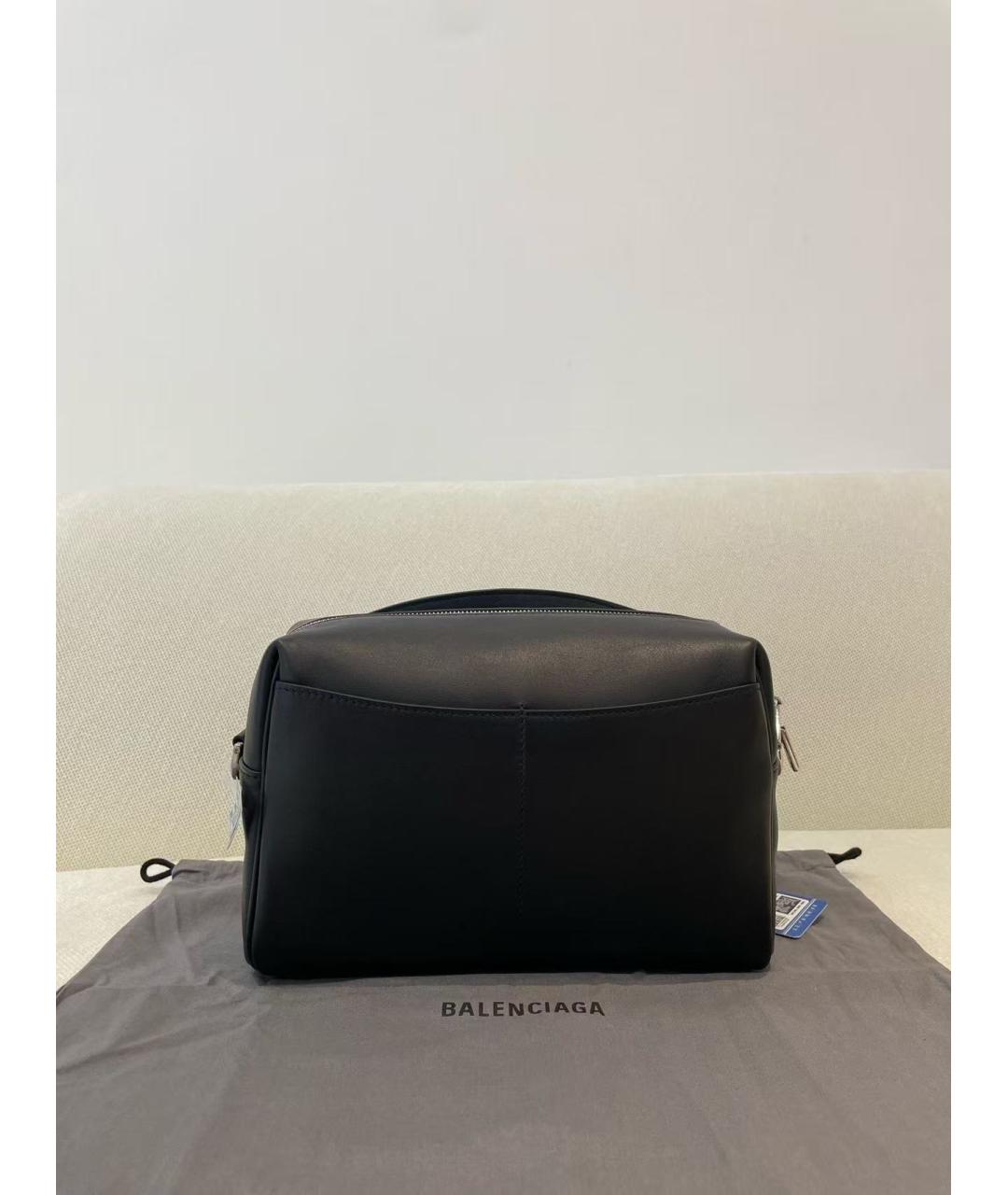 BALENCIAGA Черная кожаная сумка через плечо, фото 4