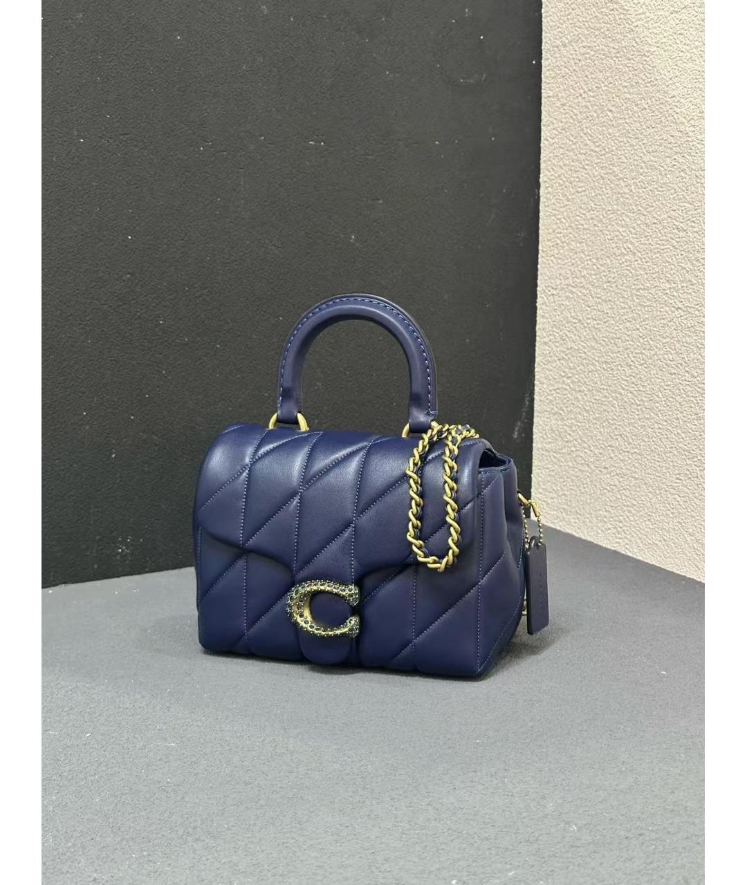 COACH Голубая кожаная сумка через плечо, фото 3