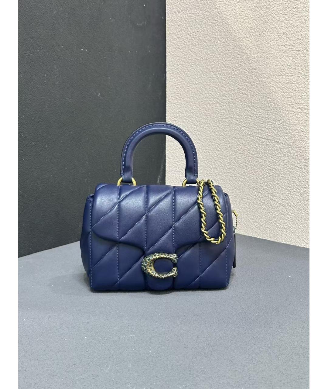 COACH Голубая кожаная сумка через плечо, фото 2