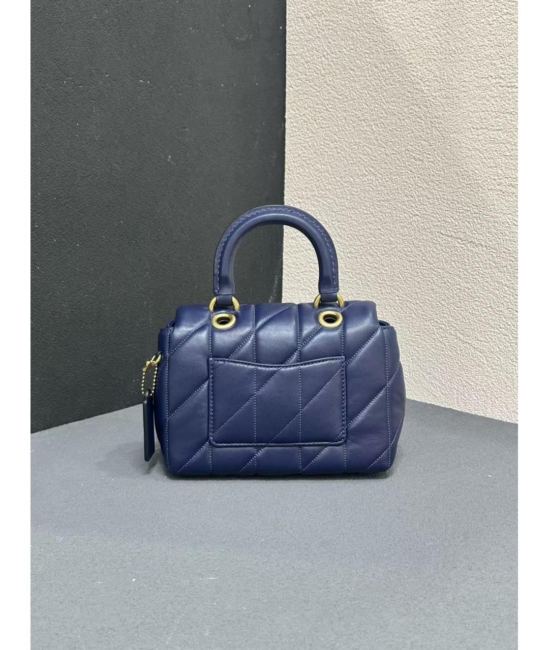 COACH Голубая кожаная сумка через плечо, фото 4