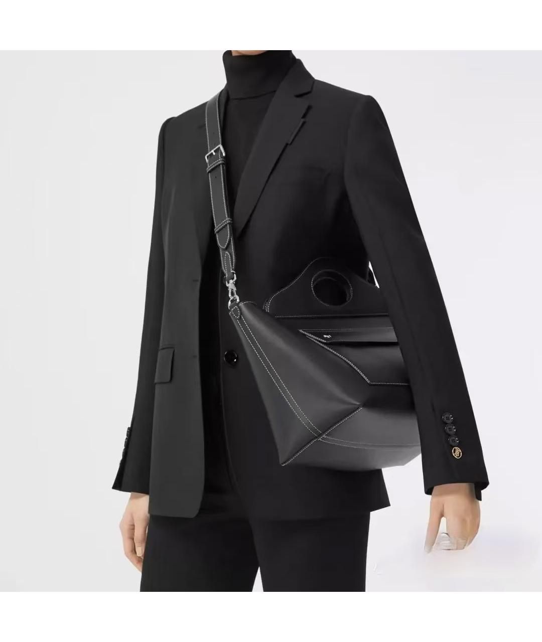 BURBERRY Черная кожаная сумка через плечо, фото 4