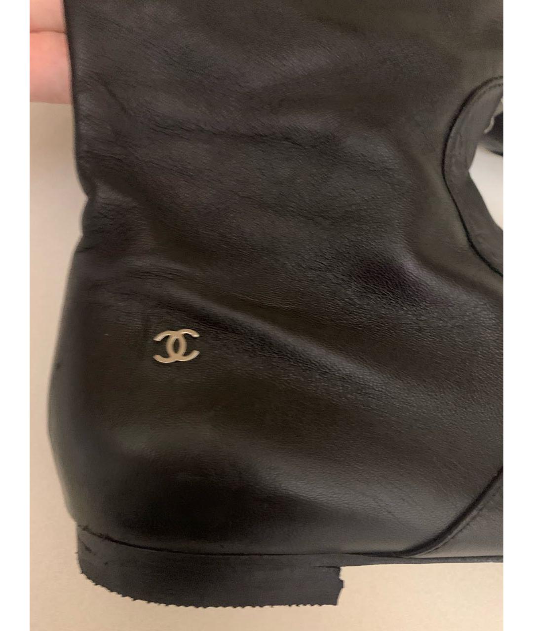 CHANEL Черные кожаные сапоги, фото 5
