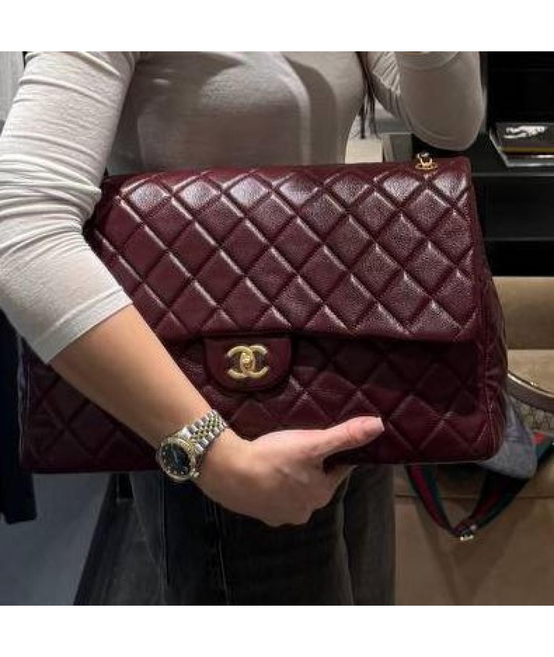 CHANEL Бордовая кожаная сумка через плечо, фото 4