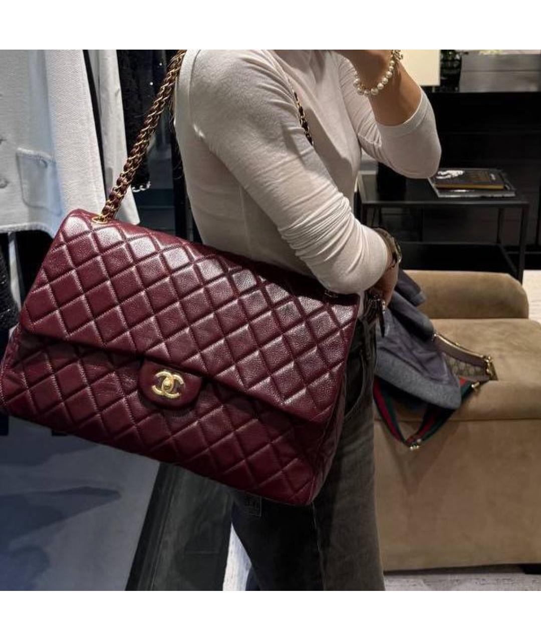 CHANEL Бордовая кожаная сумка через плечо, фото 2