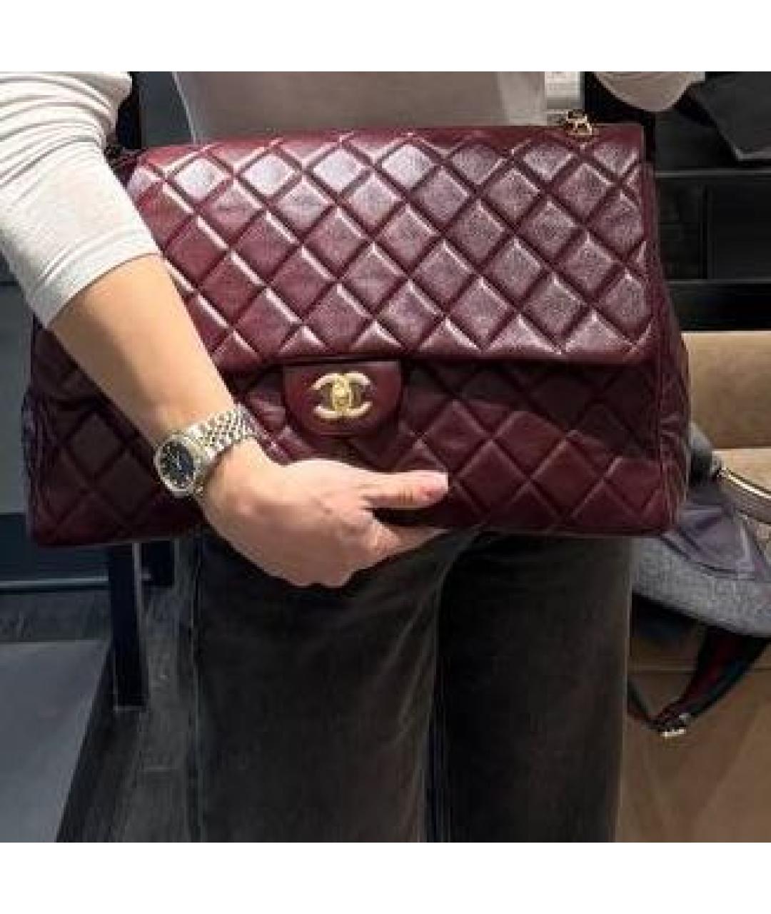 CHANEL Бордовая кожаная сумка через плечо, фото 3