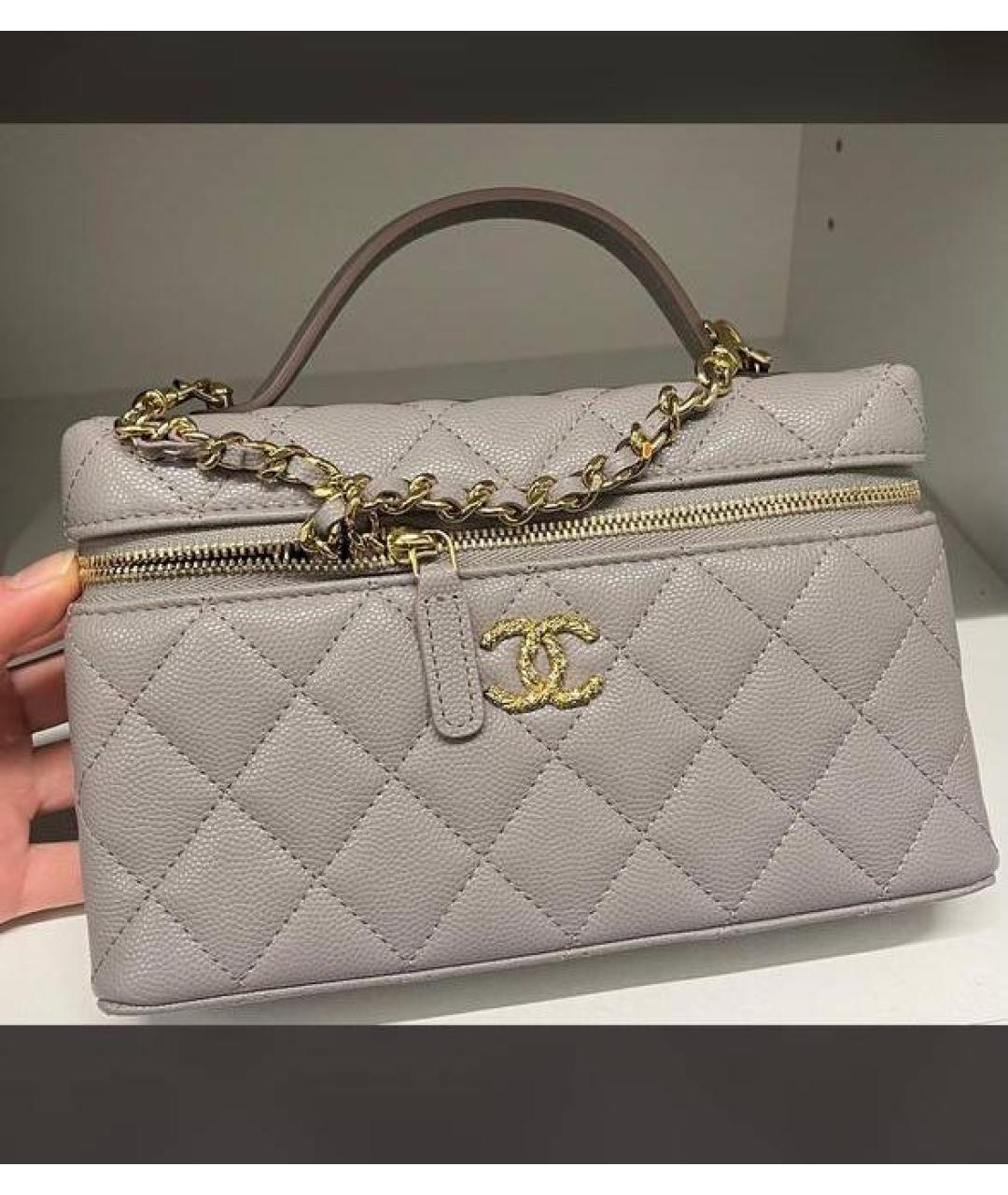 CHANEL Серая кожаная сумка через плечо, фото 4