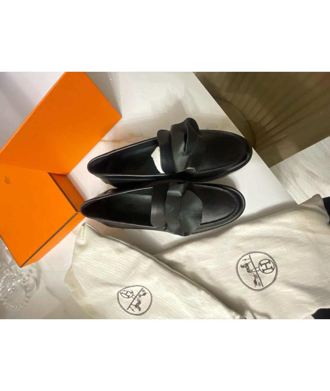 HERMES Черные кожаные лоферы, фото 7
