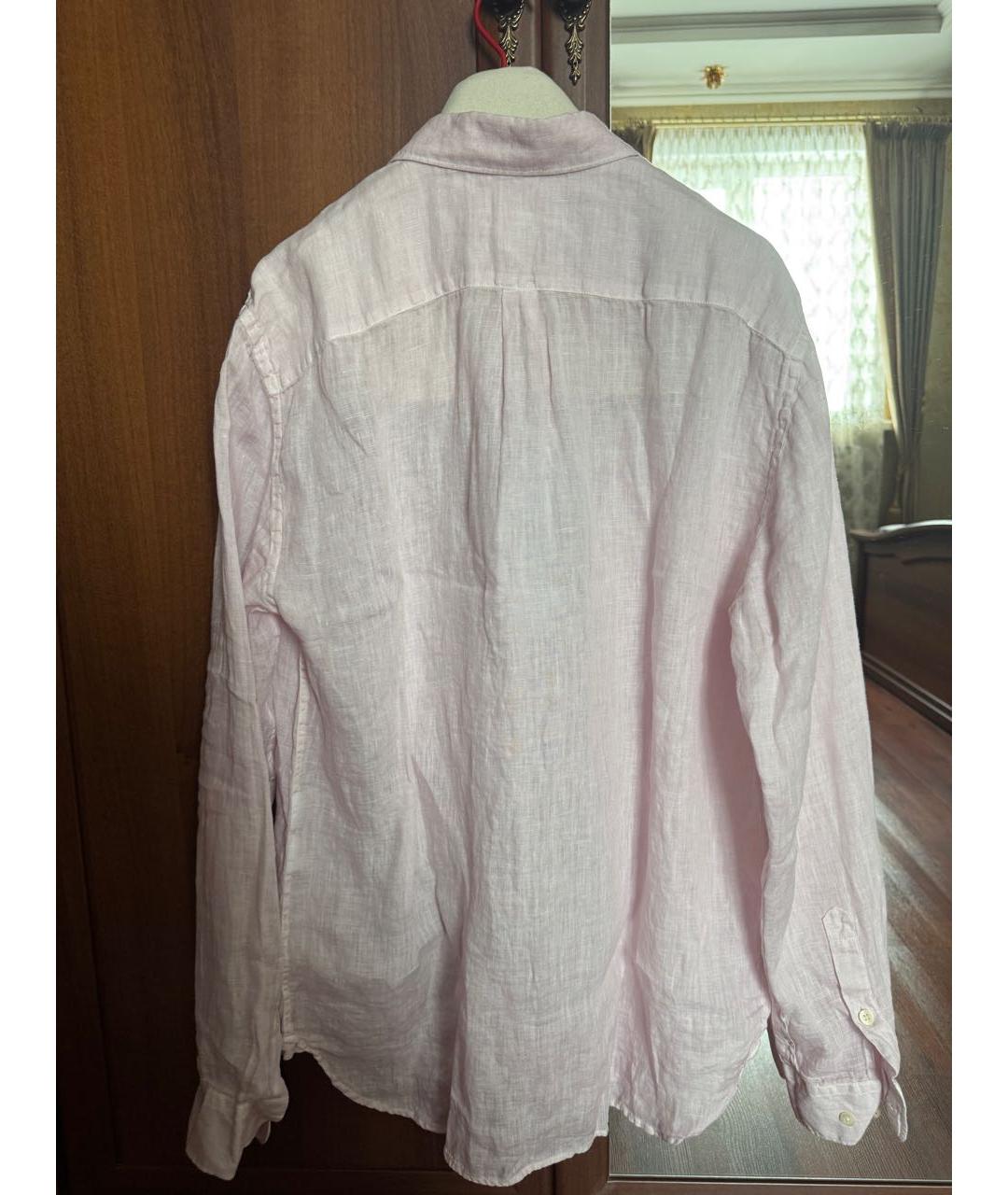 120% LINO Розовая льняная кэжуал рубашка, фото 4