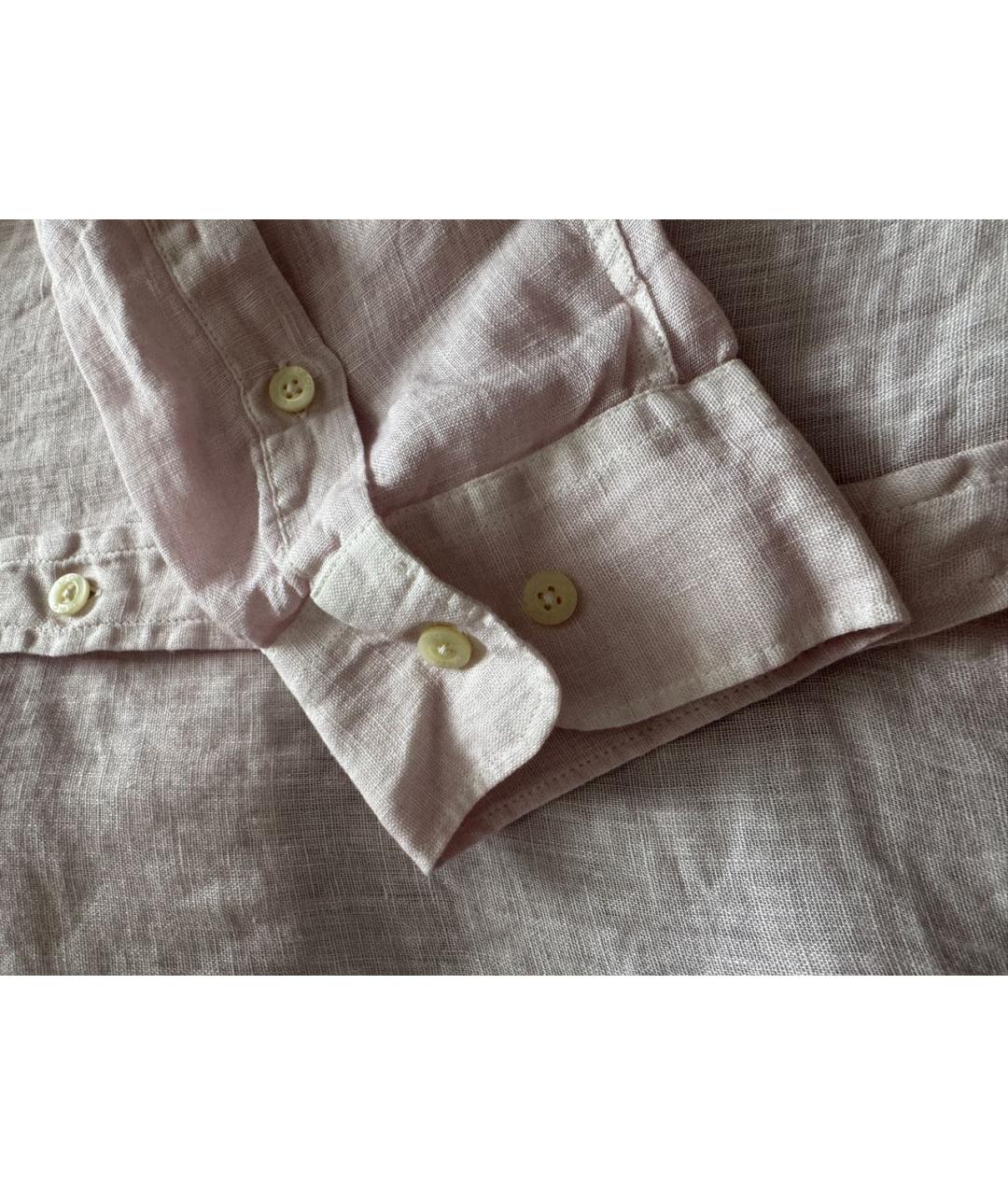 120% LINO Розовая льняная кэжуал рубашка, фото 5