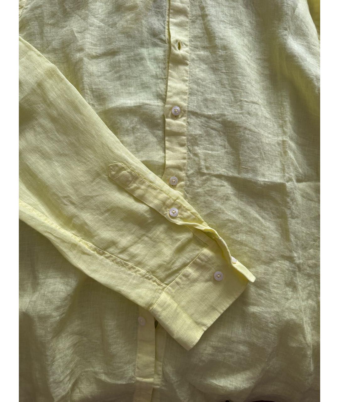 120% LINO Желтая льняная кэжуал рубашка, фото 4
