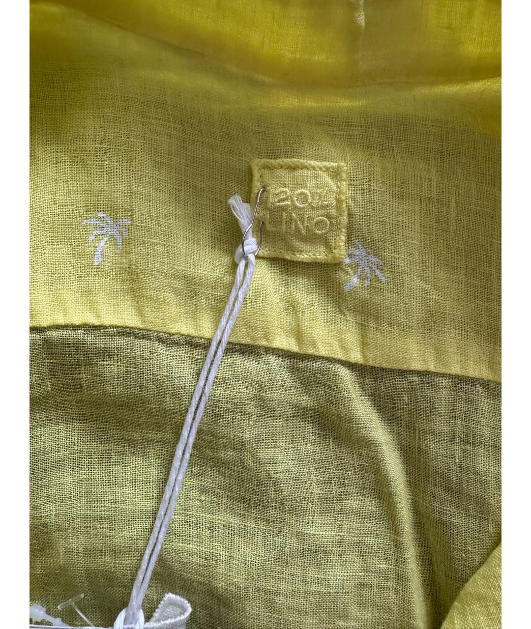 120% LINO Желтая льняная кэжуал рубашка, фото 3