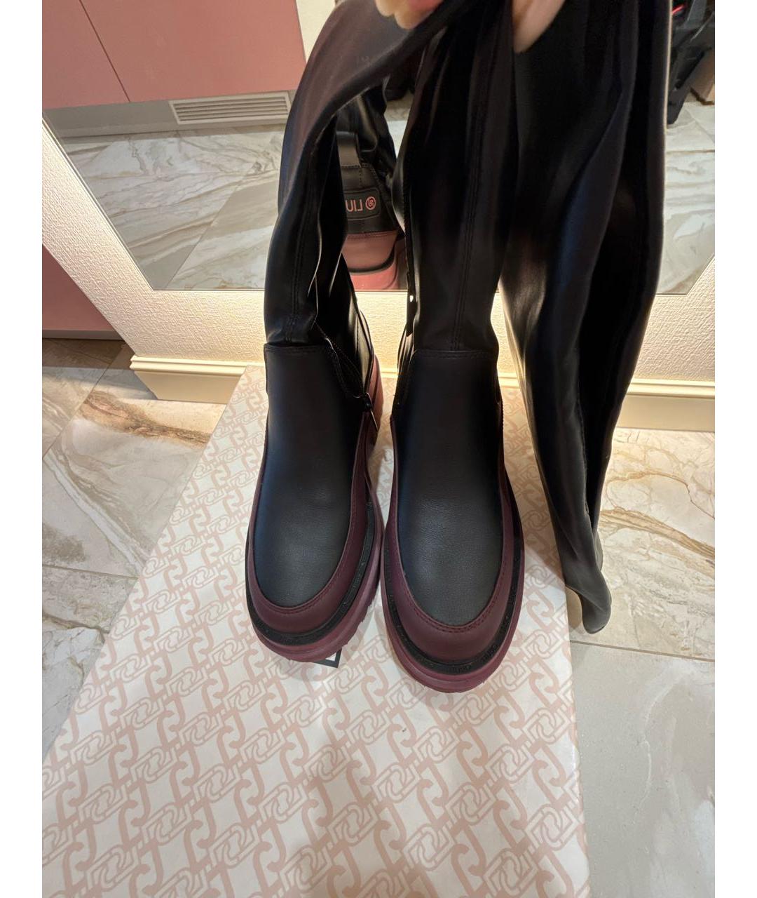 LIU JO Черные ботфорты из искусственной кожи, фото 2