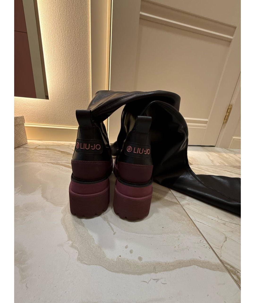 LIU JO Черные ботфорты из искусственной кожи, фото 4