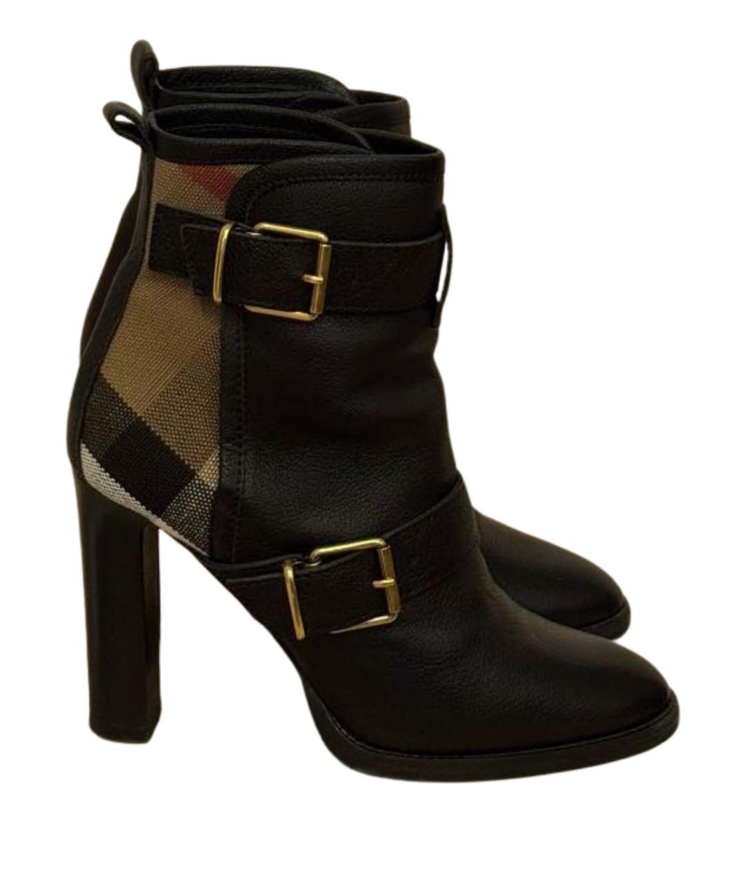 BURBERRY Черные кожаные ботинки, фото 1