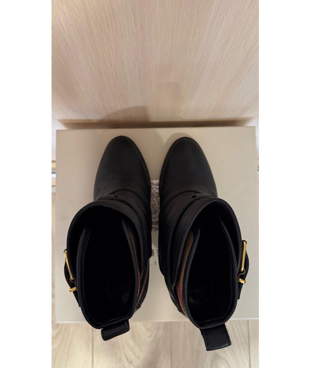 BURBERRY Черные кожаные ботинки, фото 3