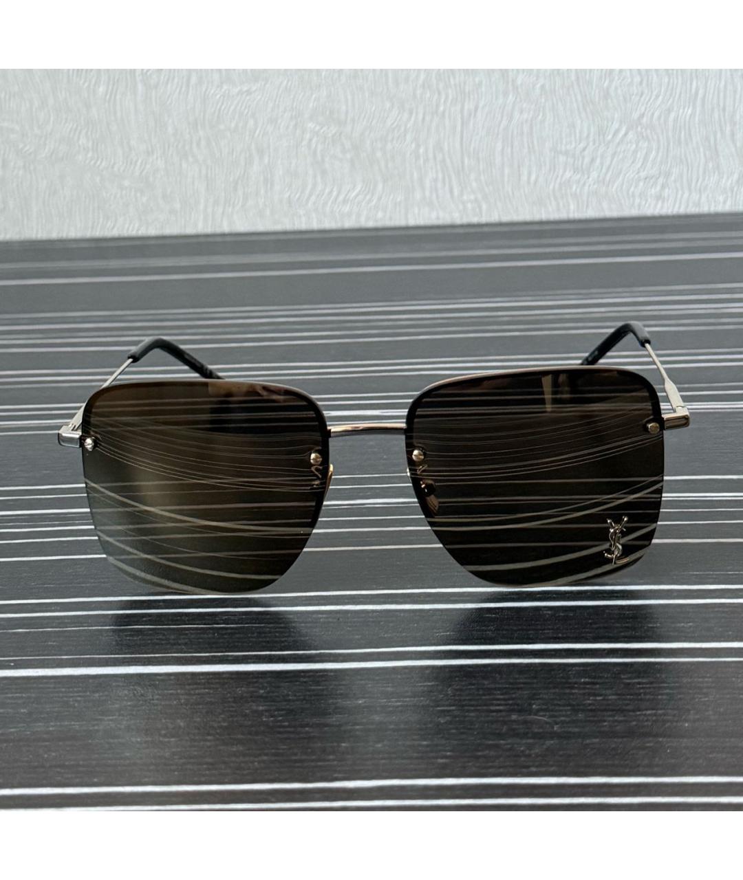 SAINT LAURENT Серебряные металлические солнцезащитные очки, фото 5