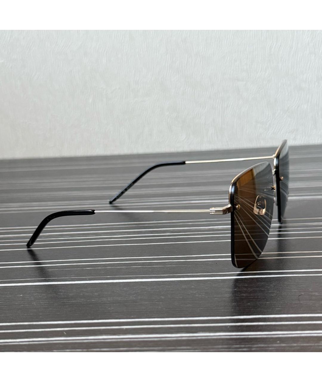 SAINT LAURENT Серебряные металлические солнцезащитные очки, фото 2