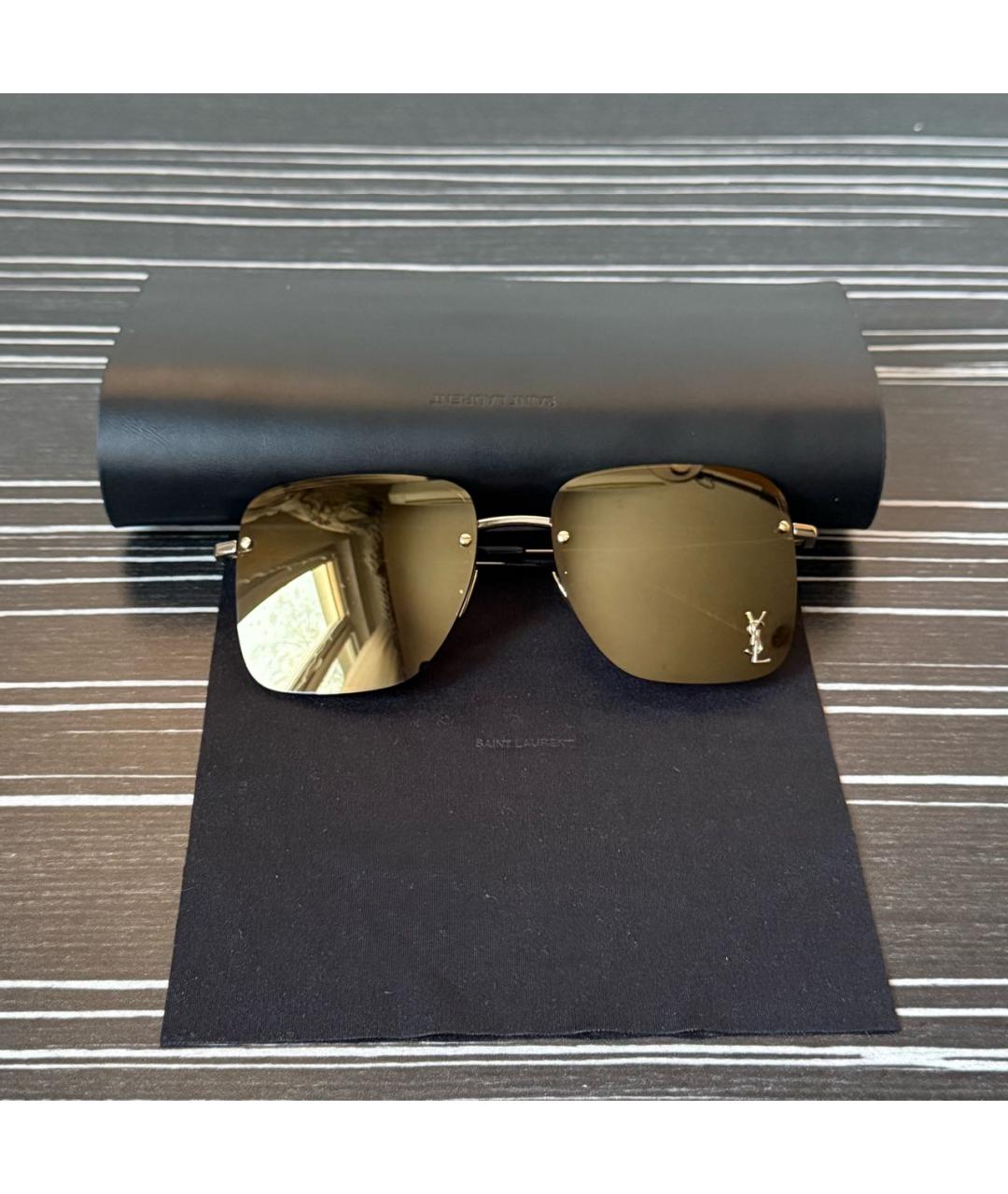 SAINT LAURENT Серебряные металлические солнцезащитные очки, фото 4