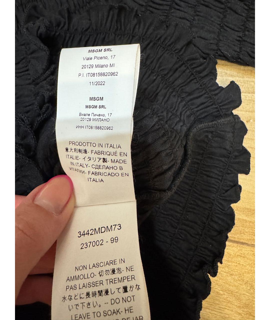 MSGM Черная хлопковая футболка, фото 6