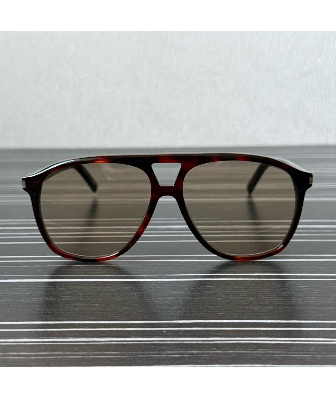 SAINT LAURENT Коричневые пластиковые солнцезащитные очки, фото 5