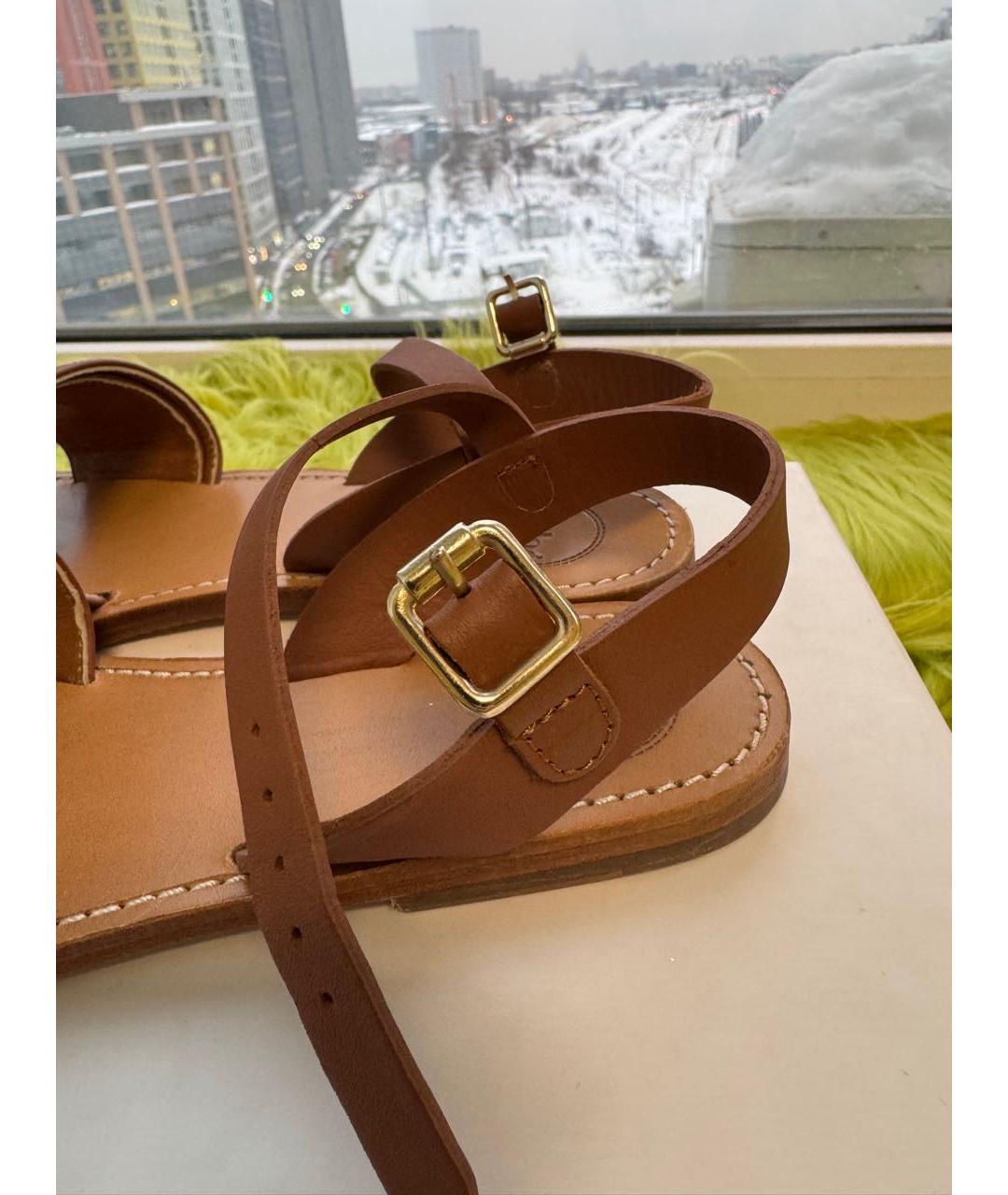 CHLOE Коричневые кожаные сандалии, фото 5