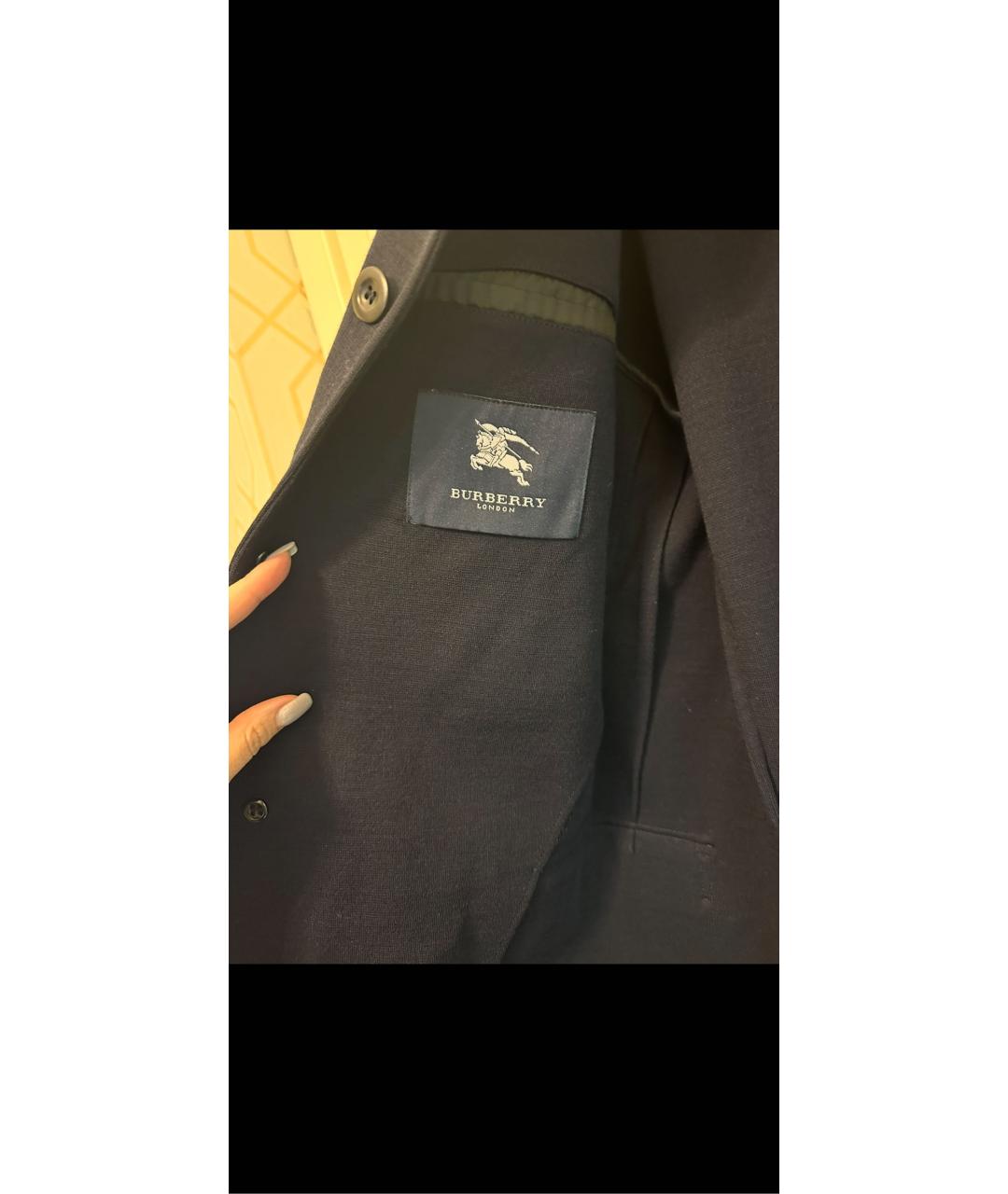 BURBERRY Темно-синий шерстяной пиджак, фото 6