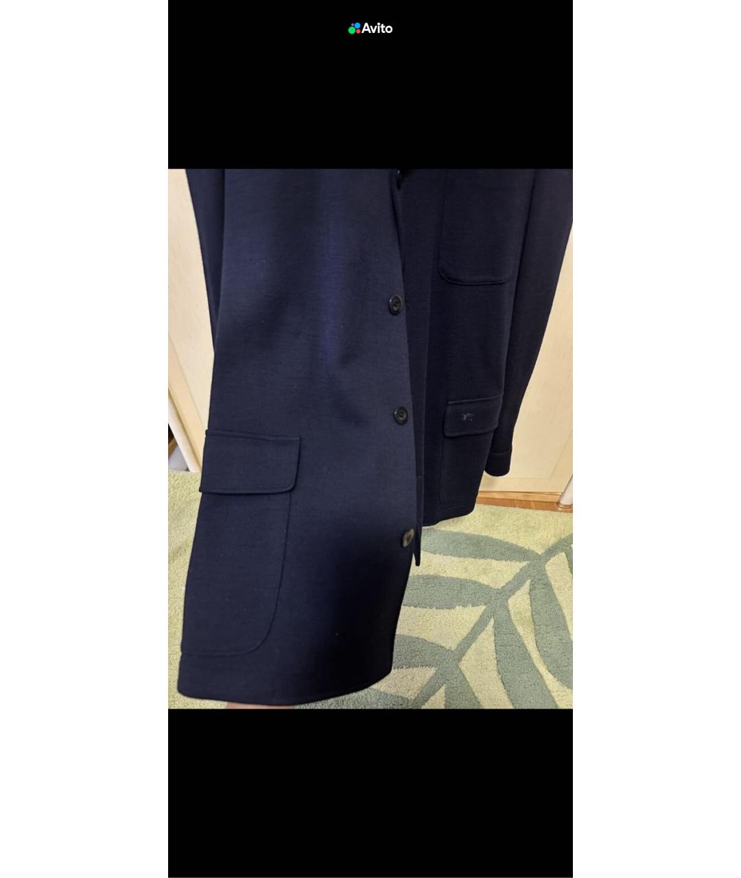 BURBERRY Темно-синий шерстяной пиджак, фото 4