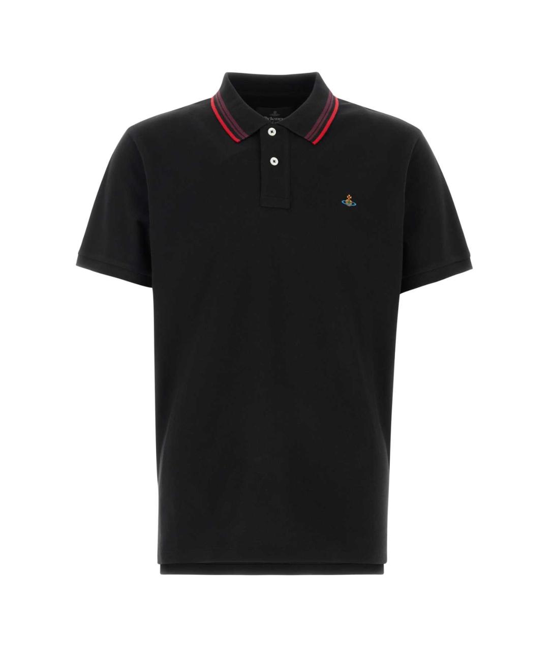 VIVIENNE WESTWOOD Черное хлопковое поло с коротким рукавом, фото 1