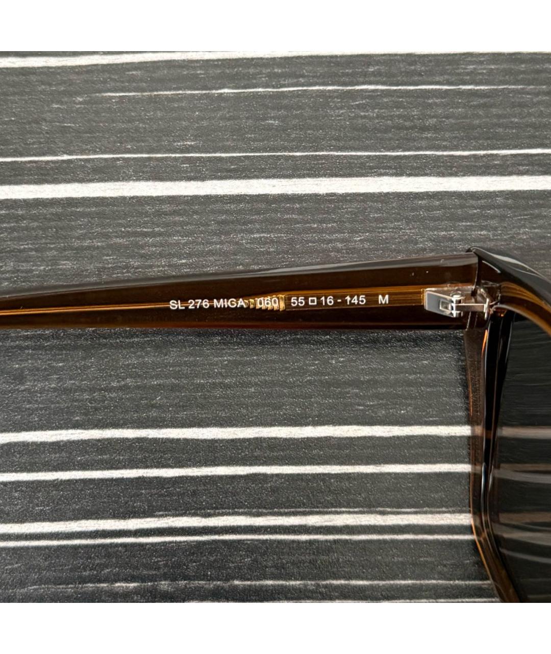 SAINT LAURENT Золотые пластиковые солнцезащитные очки, фото 3