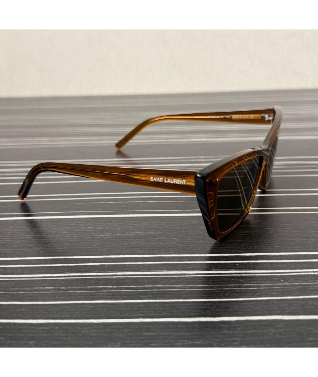 SAINT LAURENT Золотые пластиковые солнцезащитные очки, фото 2
