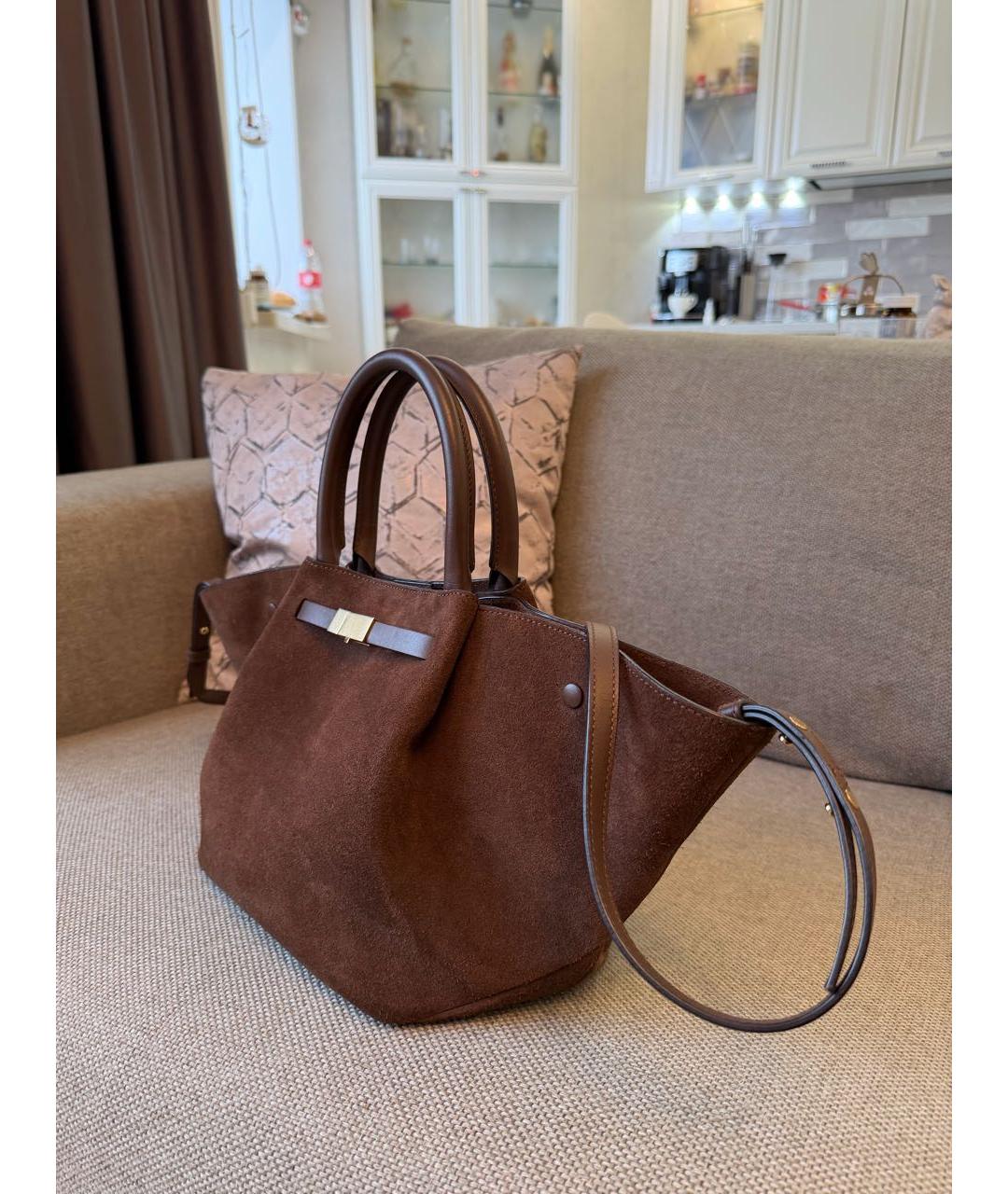 DEMELLIER Коричневая замшевая сумка тоут, фото 4