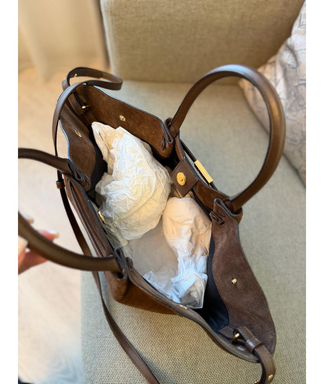 DEMELLIER Коричневая замшевая сумка тоут, фото 2