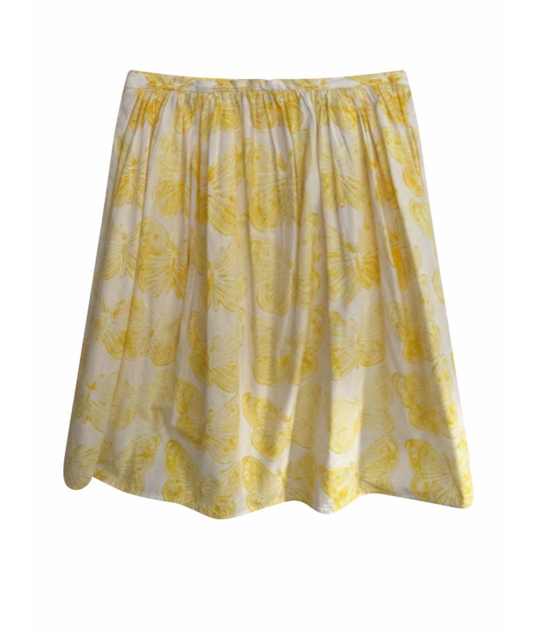 RED VALENTINO Желтая хлопковая юбка миди, фото 1
