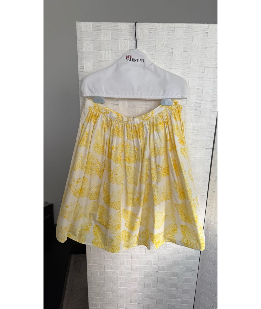 RED VALENTINO Желтая хлопковая юбка миди, фото 5