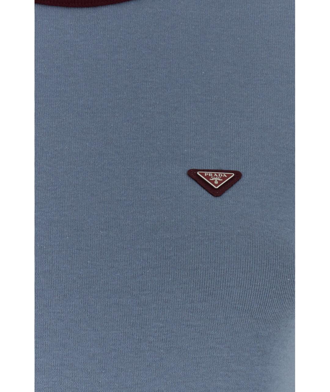 PRADA Голубая хлопковая футболка, фото 3