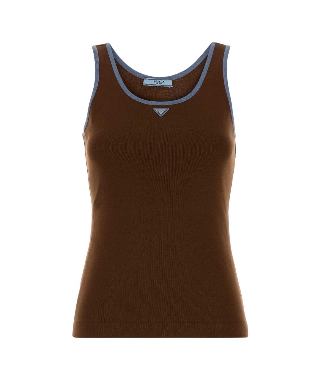 PRADA Коричневая хлопковая майка, фото 1