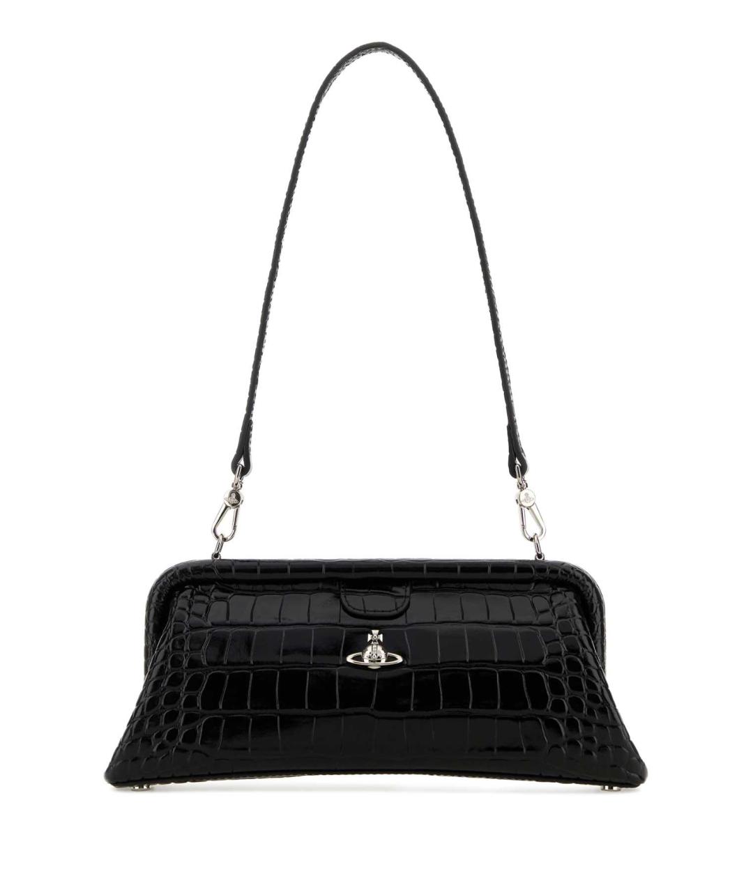 VIVIENNE WESTWOOD Черная кожаная сумка через плечо, фото 1