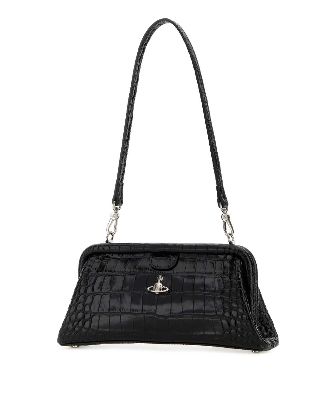 VIVIENNE WESTWOOD Черная кожаная сумка через плечо, фото 2